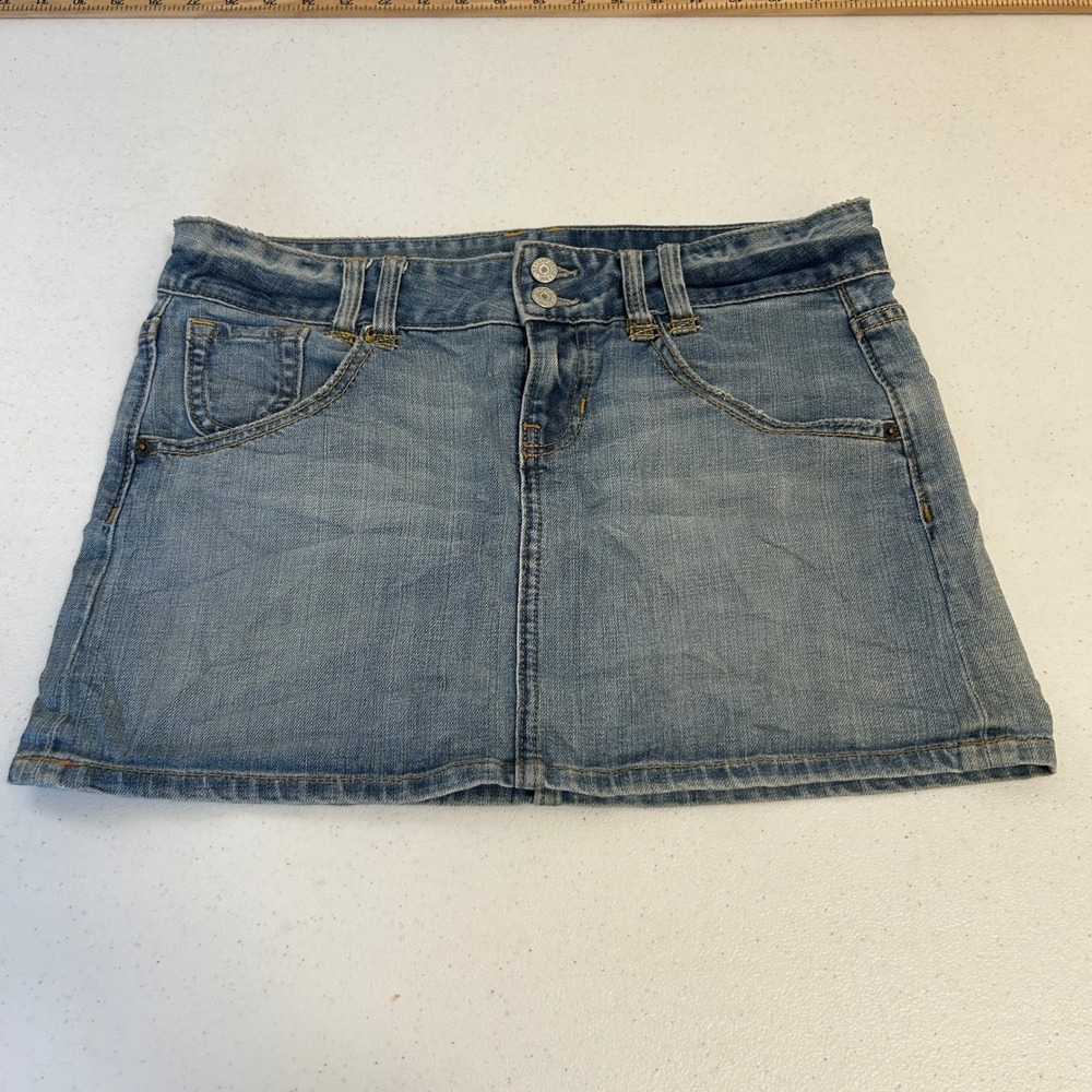 Gap Jeans Blue Denim Mini Skirt Double Button Light Wash Size 6 431876